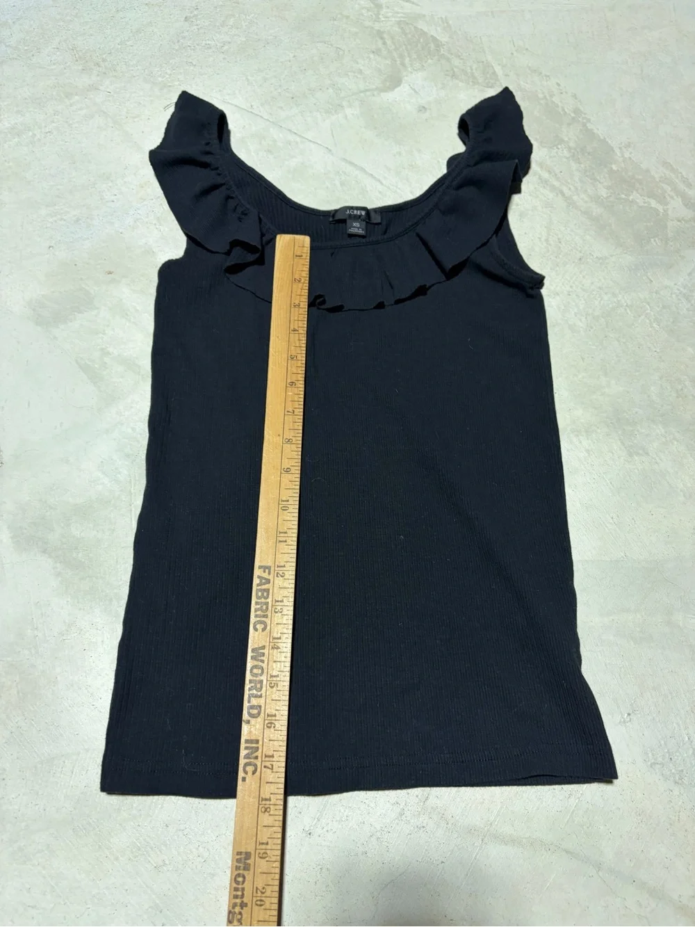 J. Crew Black Ruffle-Trim Sleeveless Top XS